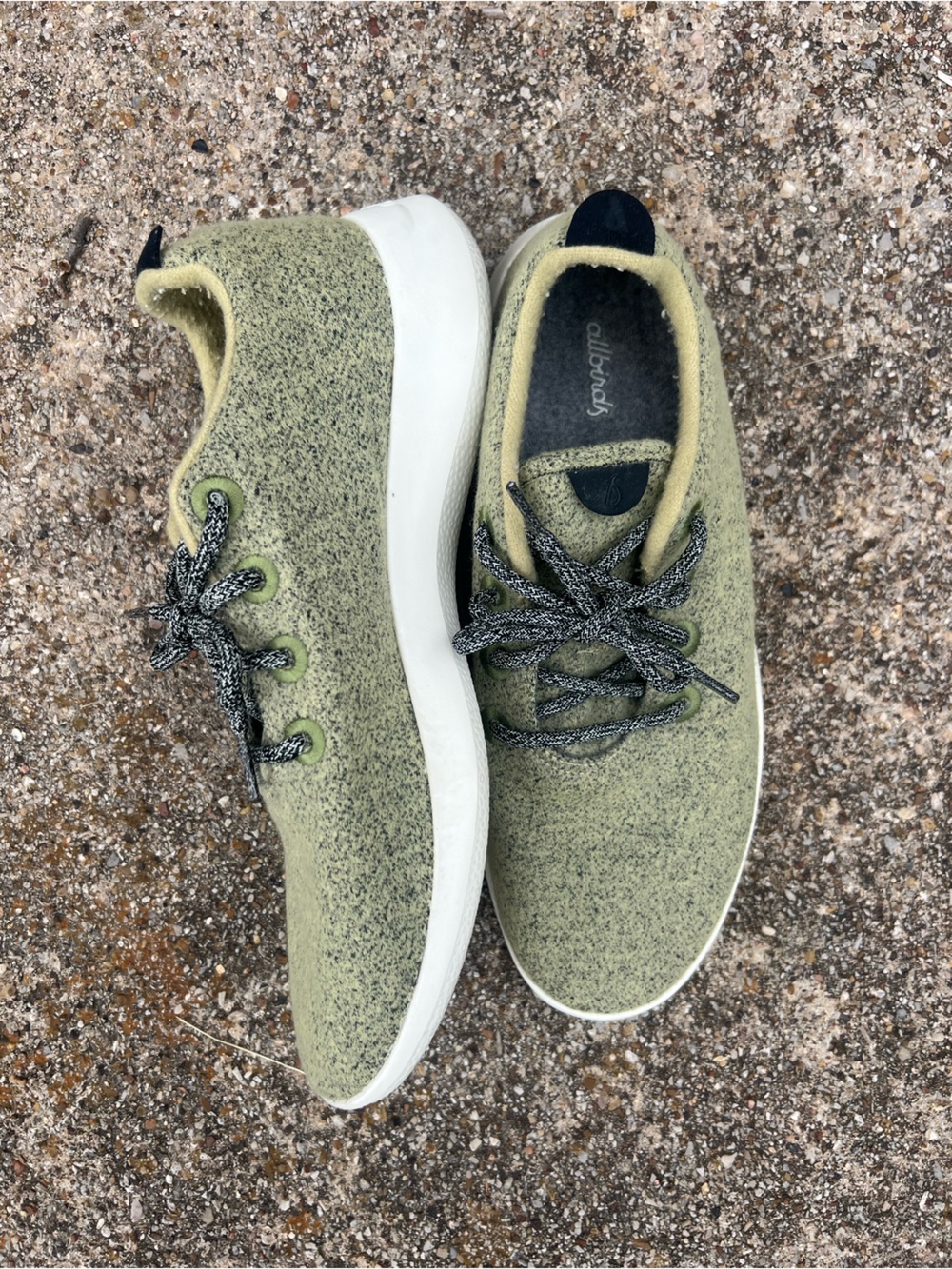 allbirds Olive Green Wool Runners with Speckled Laces